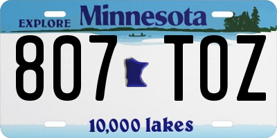 MN license plate 807TOZ