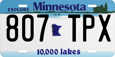 MN license plate 807TPX