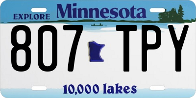 MN license plate 807TPY