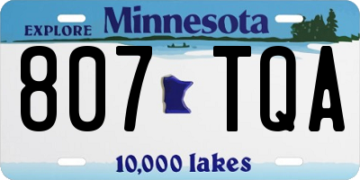 MN license plate 807TQA