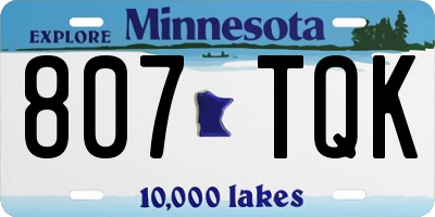 MN license plate 807TQK