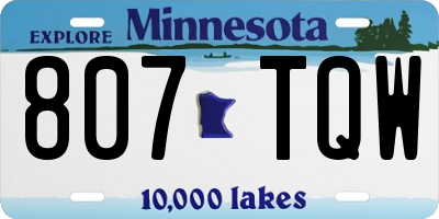 MN license plate 807TQW
