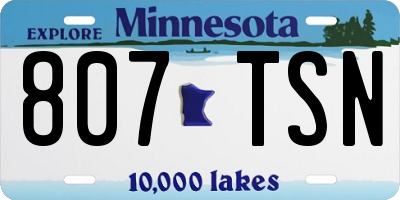 MN license plate 807TSN