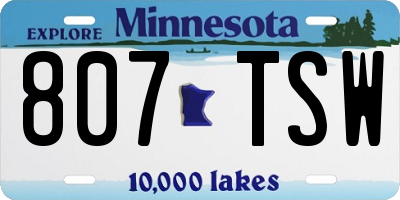 MN license plate 807TSW