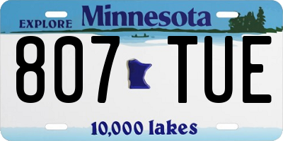 MN license plate 807TUE