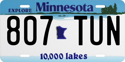 MN license plate 807TUN