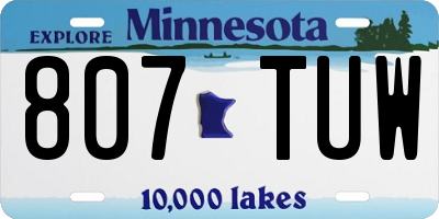 MN license plate 807TUW
