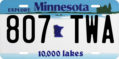 MN license plate 807TWA