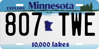 MN license plate 807TWE