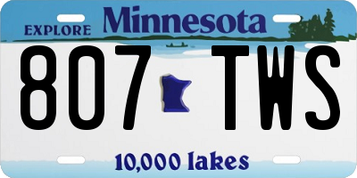MN license plate 807TWS