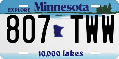 MN license plate 807TWW