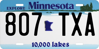 MN license plate 807TXA