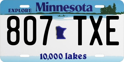 MN license plate 807TXE