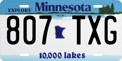 MN license plate 807TXG