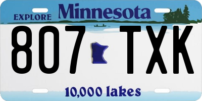 MN license plate 807TXK