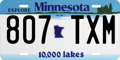 MN license plate 807TXM