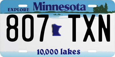 MN license plate 807TXN