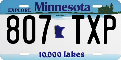 MN license plate 807TXP
