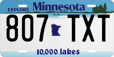 MN license plate 807TXT