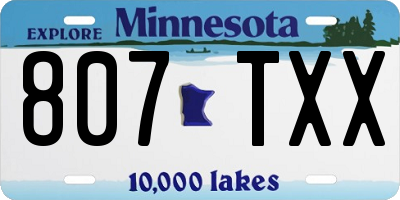 MN license plate 807TXX