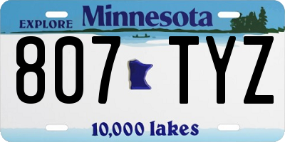 MN license plate 807TYZ