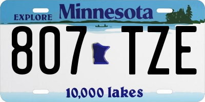 MN license plate 807TZE