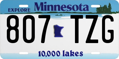 MN license plate 807TZG