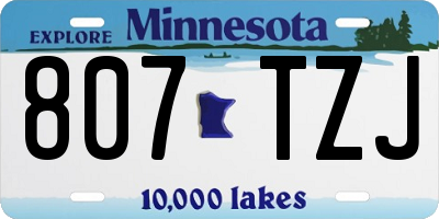 MN license plate 807TZJ