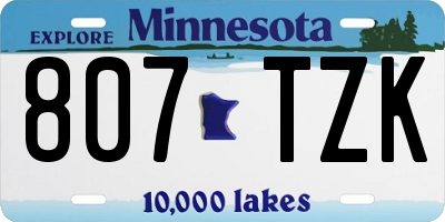 MN license plate 807TZK