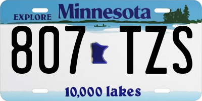 MN license plate 807TZS