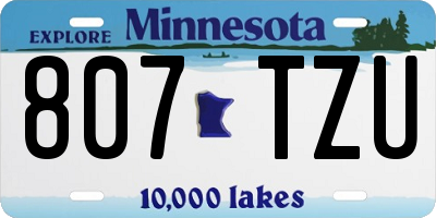 MN license plate 807TZU