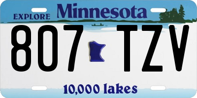 MN license plate 807TZV