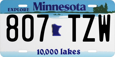 MN license plate 807TZW