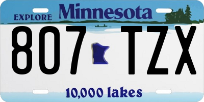 MN license plate 807TZX