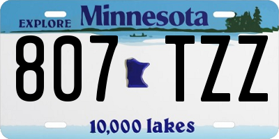 MN license plate 807TZZ