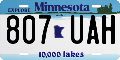 MN license plate 807UAH