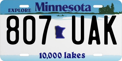 MN license plate 807UAK
