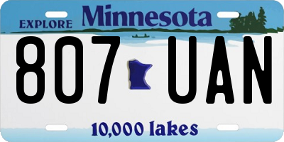 MN license plate 807UAN