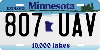 MN license plate 807UAV