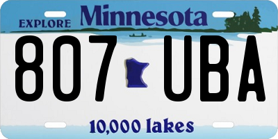 MN license plate 807UBA