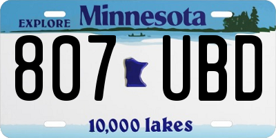 MN license plate 807UBD