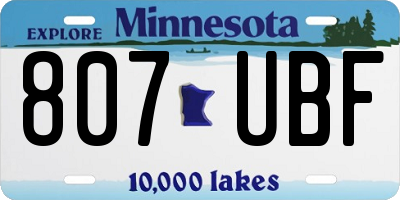 MN license plate 807UBF