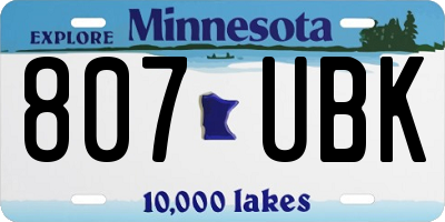 MN license plate 807UBK