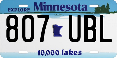 MN license plate 807UBL
