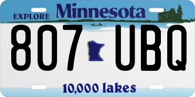 MN license plate 807UBQ