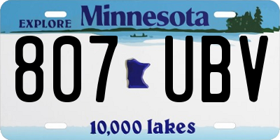 MN license plate 807UBV