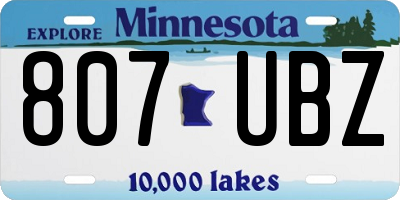 MN license plate 807UBZ