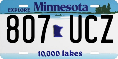 MN license plate 807UCZ