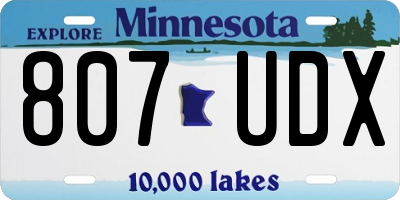 MN license plate 807UDX