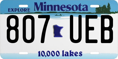 MN license plate 807UEB